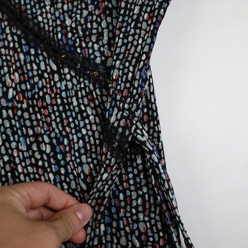 Style & Co Top Womens Large Petite Flutter Sleeve Wrap Dot Print Multicolor - Picture 5 of 12
